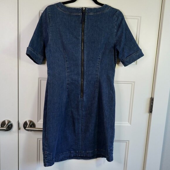 Boden Size 6 Rhea Stretch Denim Chambray Knee Length Sheath Dress - Picture 7 of 8